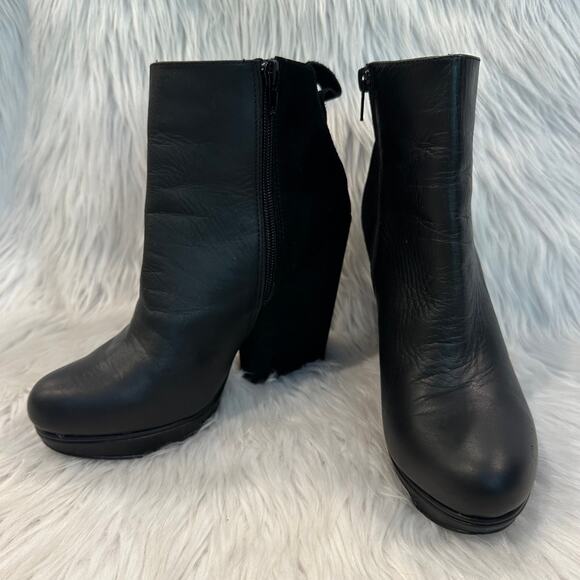 Steve Madden Upstage Ankle Boots Suede Leather Chunky Heel Platform Boots Black - Picture 5 of 8